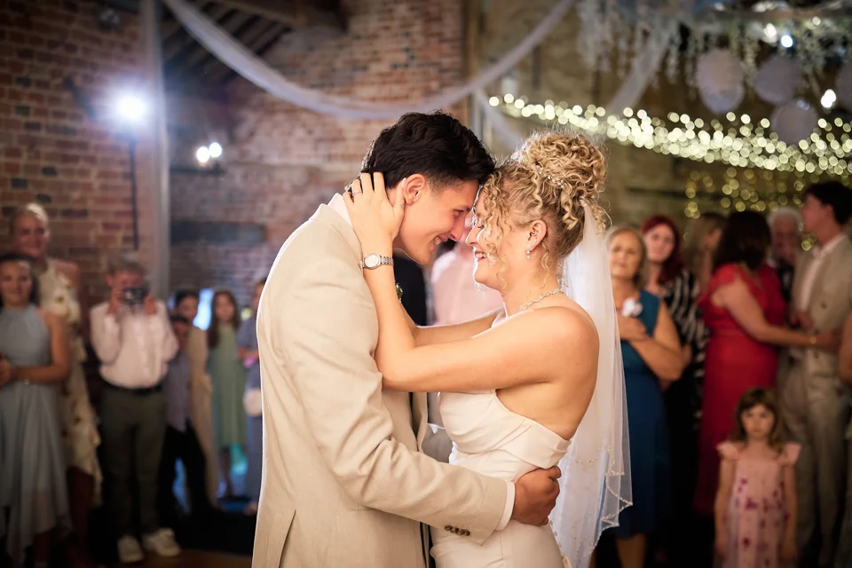 The couple sharing their first dance