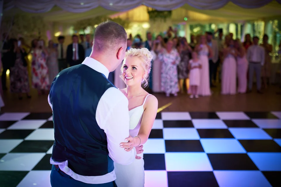 The couple sharing their first dance